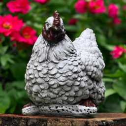 Concrete White Chicken Statue Farm Hen Figurine Garden Bird Sculpture Stone Farmhouse Decor Outdoor Yard Ornament Gift For Lover - thumbnail 3