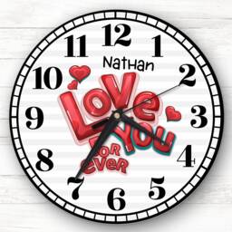 Love You Forever Anniversary Birthday Valentine's Gift Grey Personalised Clock - thumbnail 1
