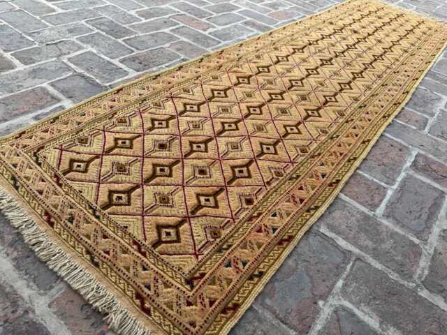 2x9 Beige & Brown Wool Kilim Runner - Handmade Diamond Design Flatweave Rug Long Tribal Hallway Or Entryway Accent Carpet Gift Idea - image 1