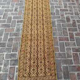 2x9 Beige & Brown Wool Kilim Runner - Handmade Diamond Design Flatweave Rug Long Tribal Hallway Or Entryway Accent Carpet Gift Idea - thumbnail 3