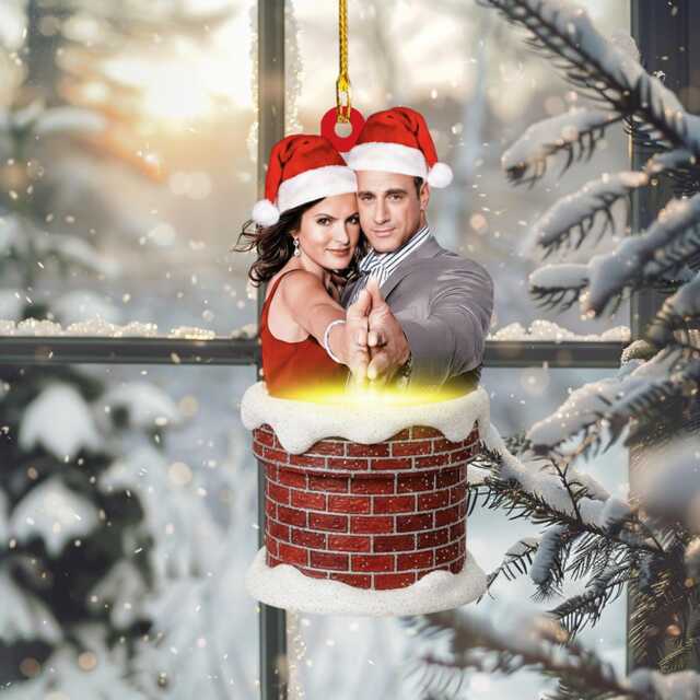 Olivia Benson & Elliot Stabler Christmas Ornament, Tv Show Inspired Holiday Funny Santa Chimney Tree Decoration