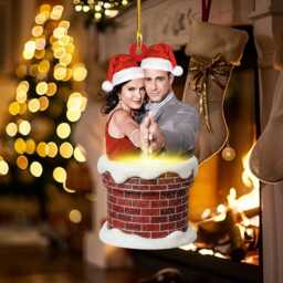 Olivia Benson & Elliot Stabler Christmas Ornament, Tv Show Inspired Holiday Funny Santa Chimney Tree Decoration - thumbnail 2