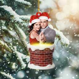 Olivia Benson & Elliot Stabler Christmas Ornament, Tv Show Inspired Holiday Funny Santa Chimney Tree Decoration - thumbnail 3