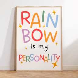 Rainbow Gallery Wall Prints - Kids Bedroom Posters Set Of 6 Positive Quotes Affirmations Playroom Nursery Print Personalised Name - thumbnail 3