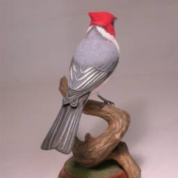 Red-Crested Cardinal Wooden Carved Bird - thumbnail 4