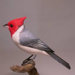 Red-Crested Cardinal Wooden Carved Bird - thumbnail 2