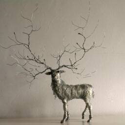 Deer Sculpture, Decor, Home Gift, Wire Art, Christmas Animal Figurine, Collector Gift - thumbnail 2