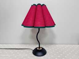 Handmade Red Lampshade Table Lamp Green Trim, Bedside Light - thumbnail 1