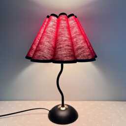 Handmade Red Lampshade Table Lamp Green Trim, Bedside Light - thumbnail 2