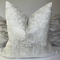 Elegant Amelie White-Silver Shimmer Pillow Cover Luxury Cushion For Sofa, Bed, Euro Sizes 16-26 Inches - thumbnail 2