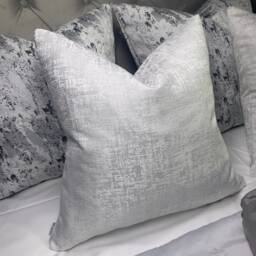 Elegant Amelie White-Silver Shimmer Pillow Cover Luxury Cushion For Sofa, Bed, Euro Sizes 16-26 Inches - thumbnail 3