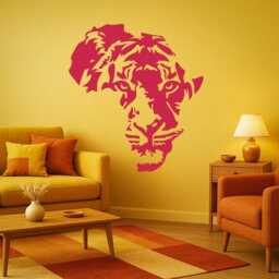 Lion Face Wall Decal Africa Map Vinyl Silhouette, Safari Nursery Decor 2011Di - thumbnail 4