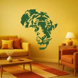 Lion Face Wall Decal Africa Map Vinyl Silhouette, Safari Nursery Decor 2011Di - thumbnail 2