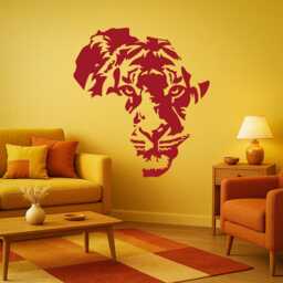 Lion Face Wall Decal Africa Map Vinyl Silhouette, Safari Nursery Decor 2011Di - thumbnail 1