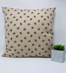 Bee Cushion, Cushion Cover, Small Bumble Bee, Neutral Yellow & Black Duck Feather, Gift For Her, Letterbox - thumbnail 1