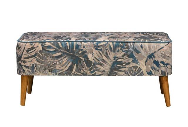 Mr M Monstera Bench, Bedroom Bench, Upholstered Comfortable Entryway Modern Loft Style, Tropical Botanical Style - image 1