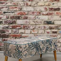 Mr M Monstera Bench, Bedroom Bench, Upholstered Comfortable Entryway Modern Loft Style, Tropical Botanical Style - thumbnail 3