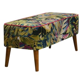 Mr M Monstera Bench, Bedroom Bench, Upholstered Comfortable Entryway Modern Loft Style, Tropical Botanical Style - thumbnail 4