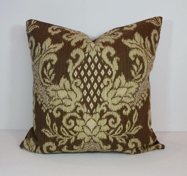 Ikat Pillow Cover Brown & Gold Decorative Cushion - 20 X 20 - image 1