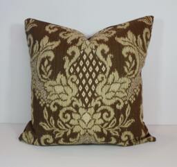 Ikat Pillow Cover Brown & Gold Decorative Cushion - 20 X 20 - thumbnail 1