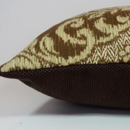 Ikat Pillow Cover Brown & Gold Decorative Cushion - 20 X 20 - thumbnail 2