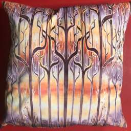 Golden Caramel Chocolate Deco Trees & Deer Cushion - Sale Half Price Sofa Settee Decorative Accent Pillow - thumbnail 1