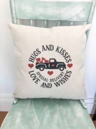 Vintage Truck Valentine's Day Pillow Cover Linen Holiday Decor - thumbnail 1