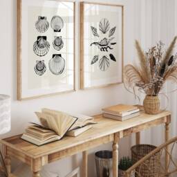 Ocean Set Of 2 Prints, Marine Gallery Wall Art, Sea Shells Minimalist Decor, Modern Aesthetic Collection, Beach House Gift Idea, Printable - thumbnail 3