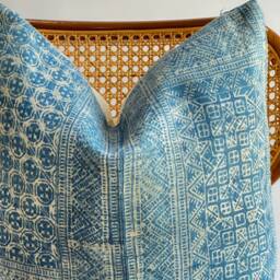 Indigo Neutral Tribal Hemp Hand Woven Natural Dye Color Lumbar Pillow Cover - thumbnail 2