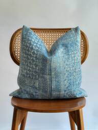 Indigo Neutral Tribal Hemp Hand Woven Natural Dye Color Lumbar Pillow Cover - thumbnail 1