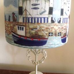 Cat & Dog Harbour Lampshade Seesaide Nautical Decoupage Lightshade Fatta Da Mamma - thumbnail 3