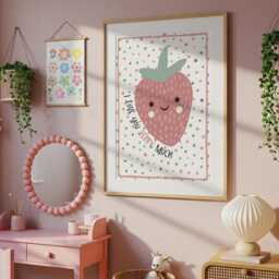 You Are So Loved Print, Strawberry, Girls Nursery Gift For Baby Girl, Toddler Bedroom, Bedroom Decor, Wall Art, Muted - thumbnail 3