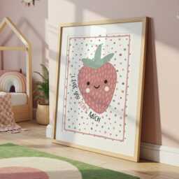 You Are So Loved Print, Strawberry, Girls Nursery Gift For Baby Girl, Toddler Bedroom, Bedroom Decor, Wall Art, Muted - thumbnail 2