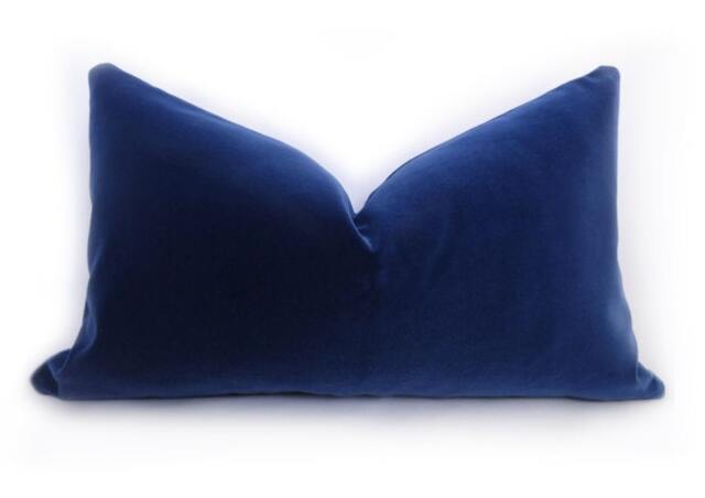 Regal Navy Belgium Velvet Pillow Cover - Royal Blue Decorative Lumbar - image 1