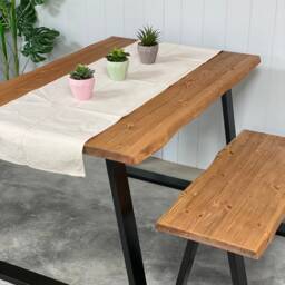 Amst // Modern Industrial Dining Table & Bench With Live Edge - thumbnail 3