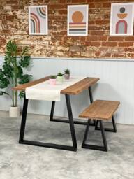 Amst // Modern Industrial Dining Table & Bench With Live Edge - thumbnail 1