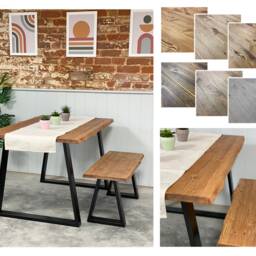 Amst // Modern Industrial Dining Table & Bench With Live Edge - thumbnail 2