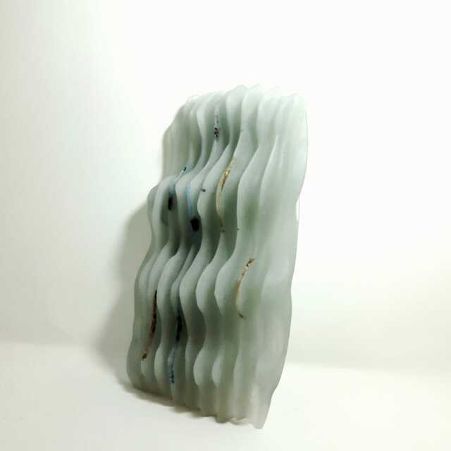 Gray Waves Cast Glass Sculpture - image 1