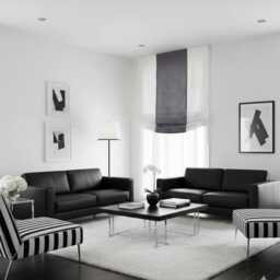 Dark Grey & White Two-Tone Natural Linen Relaxed Roman Shade, Cl1010 - thumbnail 1
