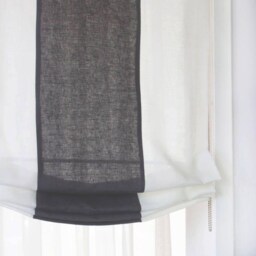 Dark Grey & White Two-Tone Natural Linen Relaxed Roman Shade, Cl1010 - thumbnail 2