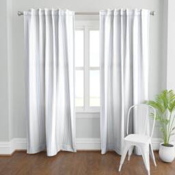 Vintage Stripe Curtain Panel - French Ticking Traditional Coastal Custom Lars in Pale Blueberry By Lilyoake - thumbnail 2
