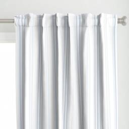 Vintage Stripe Curtain Panel - French Ticking Traditional Coastal Custom Lars in Pale Blueberry By Lilyoake - thumbnail 1