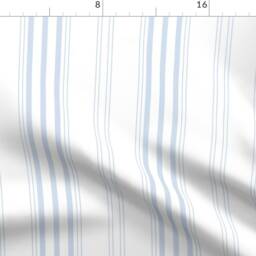 Vintage Stripe Curtain Panel - French Ticking Traditional Coastal Custom Lars in Pale Blueberry By Lilyoake - thumbnail 4