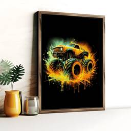 Vibrant Monster Truck Print Set - Boys Bedroom Artwork - Of 3 Posters Car Wall Art Kids Room Home Decor Trucks Picture Poster - thumbnail 3
