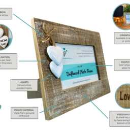 Dog Cat Loss Photo Frame Paw Prints On Your Heart - Personalised Driftwood Picture 6x4 - thumbnail 3