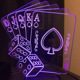 Poker Card Personalised 3D Smart App Control Night Light Bluetooth, Music, 7&16M Colour Mobile App , Gift Led Lamp - thumbnail 2