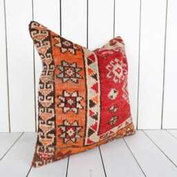 Vintage Turkish Kilim Pillow Bohemian Cushion Cover - 16x16 - thumbnail 2