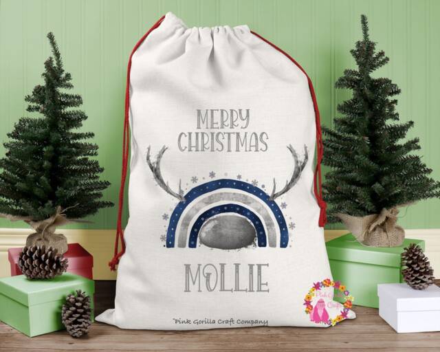 Christmas Sack, Santa Xmas Decoration, Personalised Gift, Bag, Custom - image 1