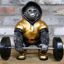 Resin Gorilla Figurine - Weightlifting Monkey Ornament, Fitness Decor Statue - thumbnail 2