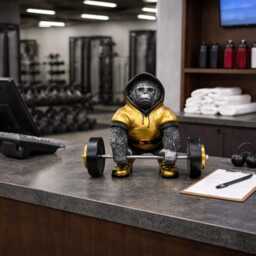 Resin Gorilla Figurine - Weightlifting Monkey Ornament, Fitness Decor Statue - thumbnail 4